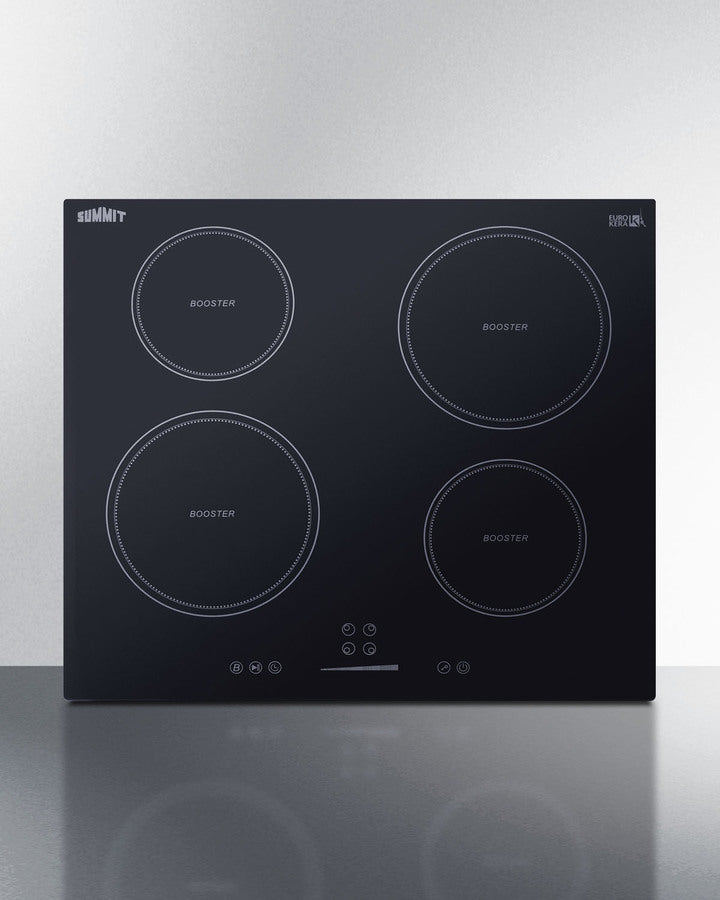 Summit SINC4B241B 24″ Wide 4-Zone Induction Cooktop – Black Glass Surface, 208-240 V, Touch Controls