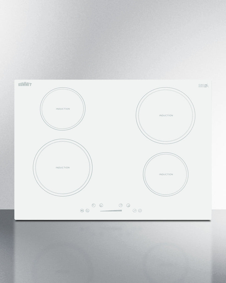 Summit SINC4B302W 30″ Wide 4-Zone Induction Cooktop – White Glass, 7000 W, Digital Controls