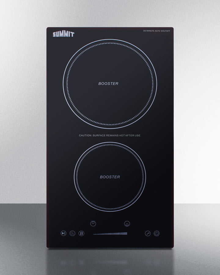 Summit SINCH230V2B 12″ Ultra-Slim Induction Cooktop – 2-Zone, Hard-Wire 208-240 V, Black EuroKera Glass