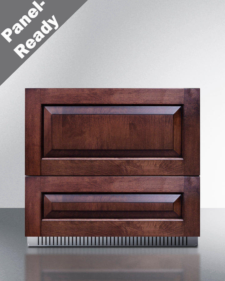 Summit SPR36332DPNR 36″ Wide Built-In 2-Drawer All-Refrigerator – Panel-Ready Stainless Steel Drawers, Black Cabinet