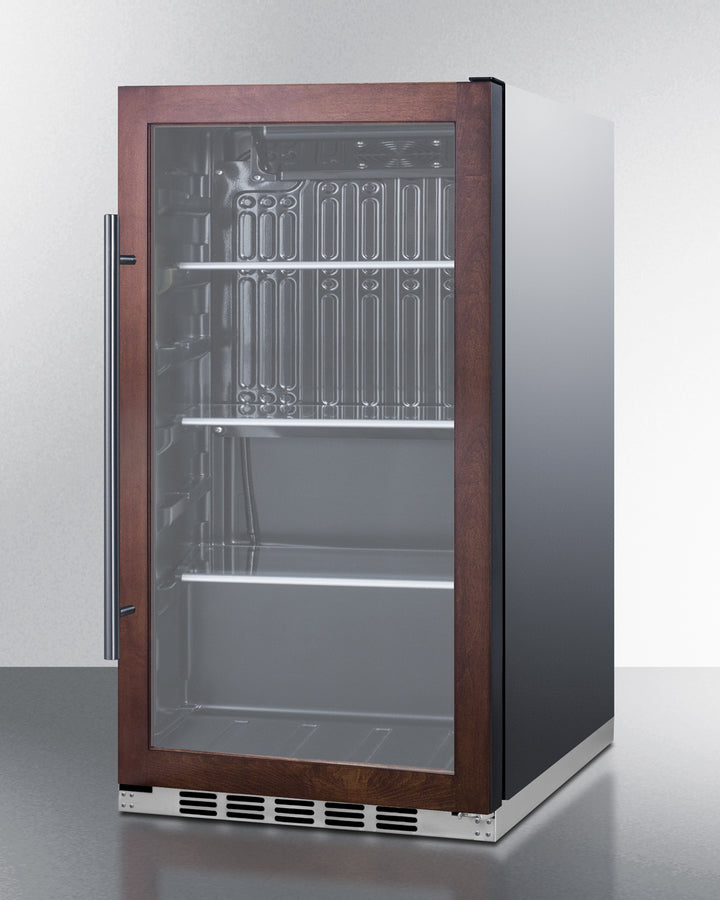 Summit SPR488BOSCSSPNR 19″ Wide Shallow-Depth Indoor/Outdoor Beverage Cooler — Panel-Ready Glass Door