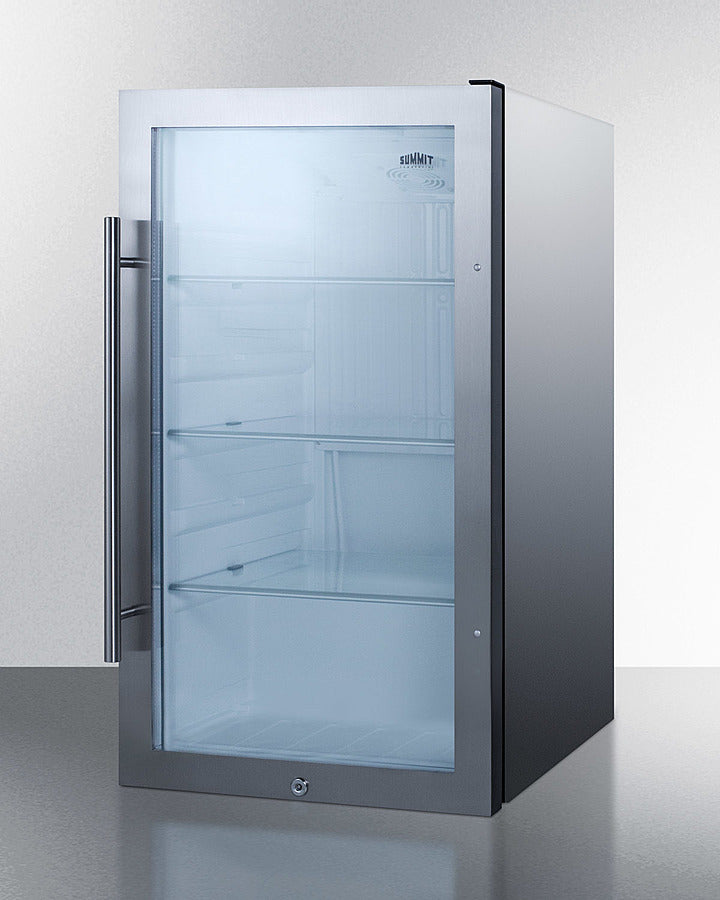 Summit SPR489OSCSS 19″ Wide Shallow-Depth Indoor/Outdoor Beverage Cooler – Stainless Steel Cabinet & Glass Door