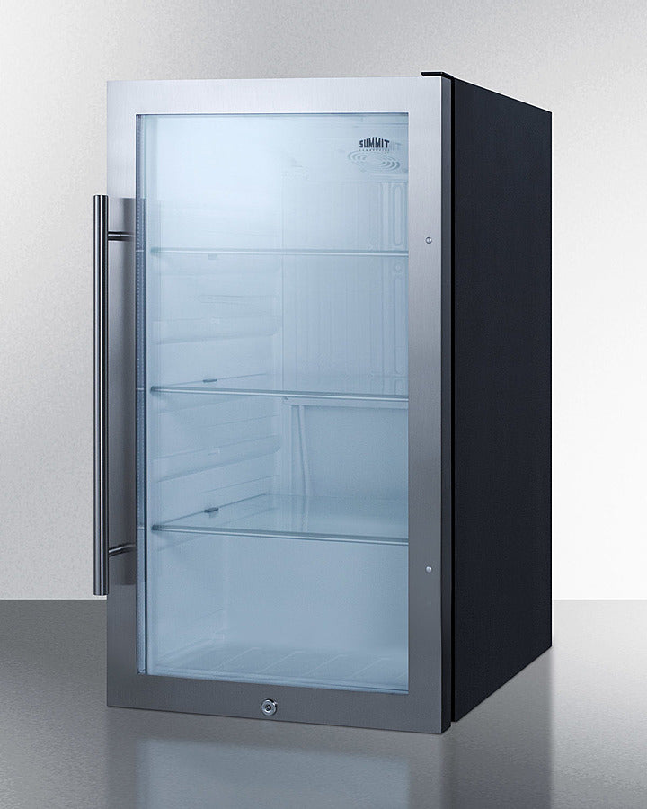 Summit SPR489OSADA 19″ Wide Shallow-Depth Indoor/Outdoor Beverage Cooler — ADA Compliant Glass Door