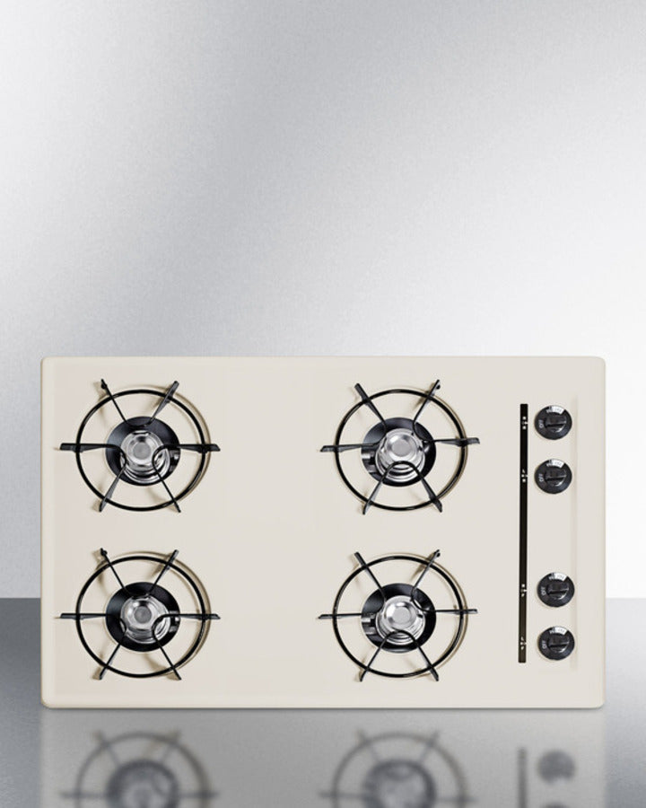 Summit SNL053 30″ Wide Gas Cooktop – Bisque Porcelain Surface, 4 Open Burners, 9000 BTU Each