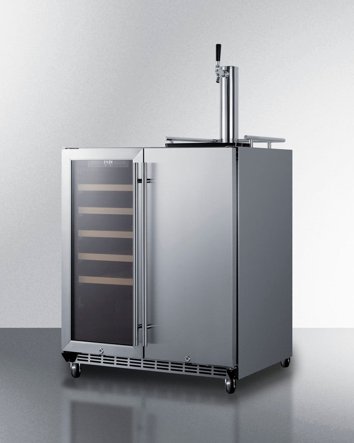 Summit SWBC3041 30″ Wide Built-In Indoor/Outdoor Combination Wine Cellar/Kegerator – Stainless Steel Cabinet