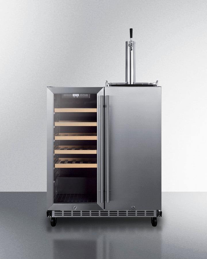 Summit SWBC3041 30″ Wide Built-In Indoor/Outdoor Combination Wine Cellar/Kegerator – Stainless Steel Cabinet