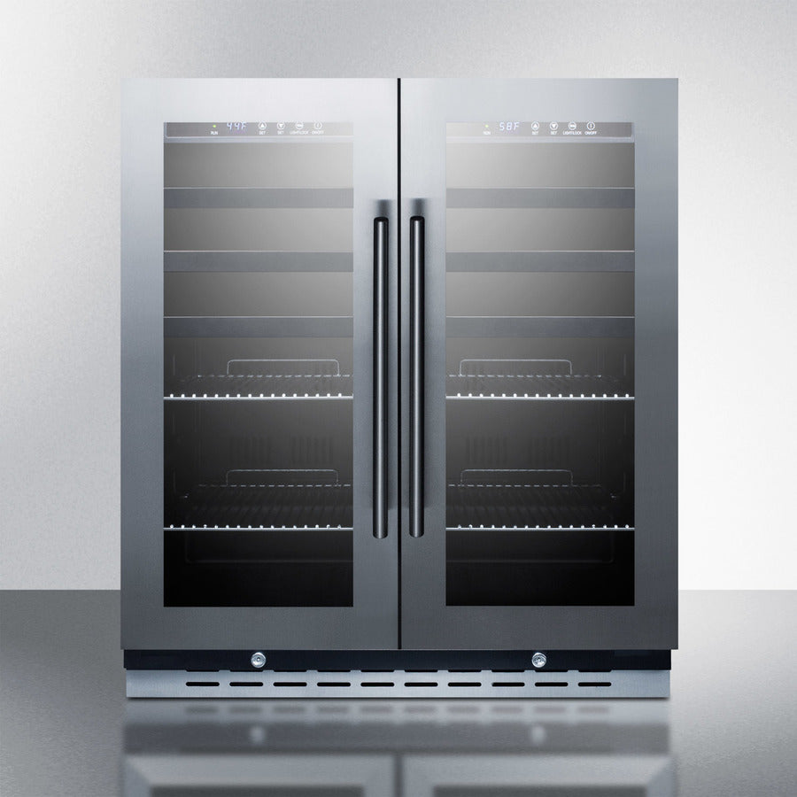 Summit SWBV3067B 30″ Wide Built-In Dual-Zone Wine & Beverage Center – Black Cabinet