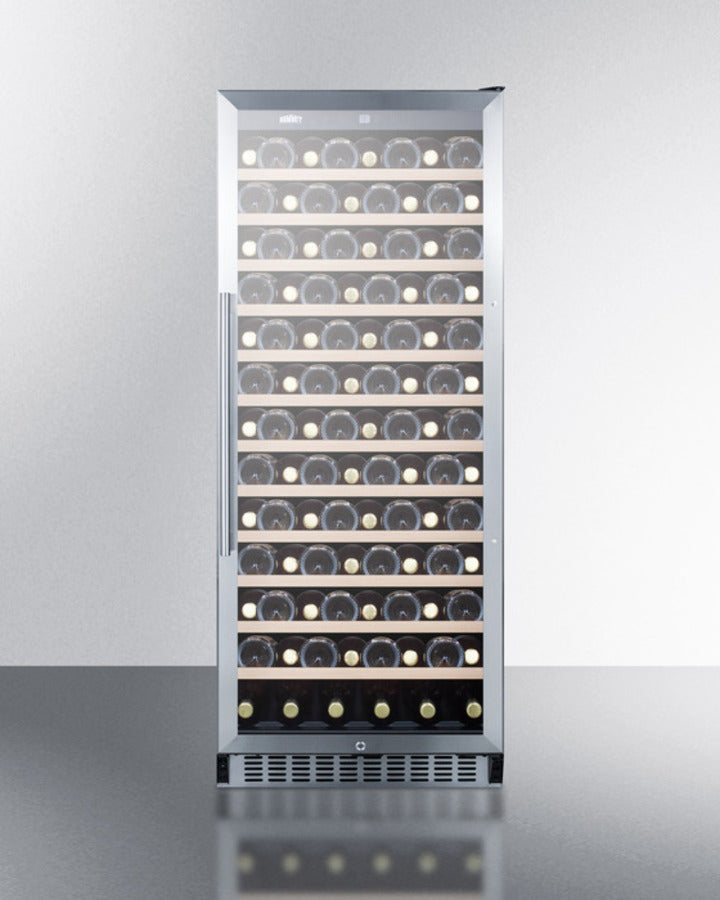 Summit SWC1102 24″ Wide Built-In/Freestanding Wine Cellar – Stores 102 Bottles, Single-Zone, Slide-Out Shelves, Glass Door