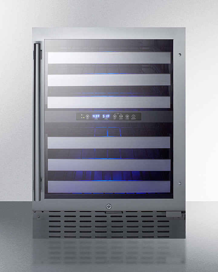 Summit SWC532BLBISTCSS 24″ Wide Built-In Dual-Zone Wine Cellar – 46-Bottle Capacity, Stainless Steel Cabinet & Glass Door