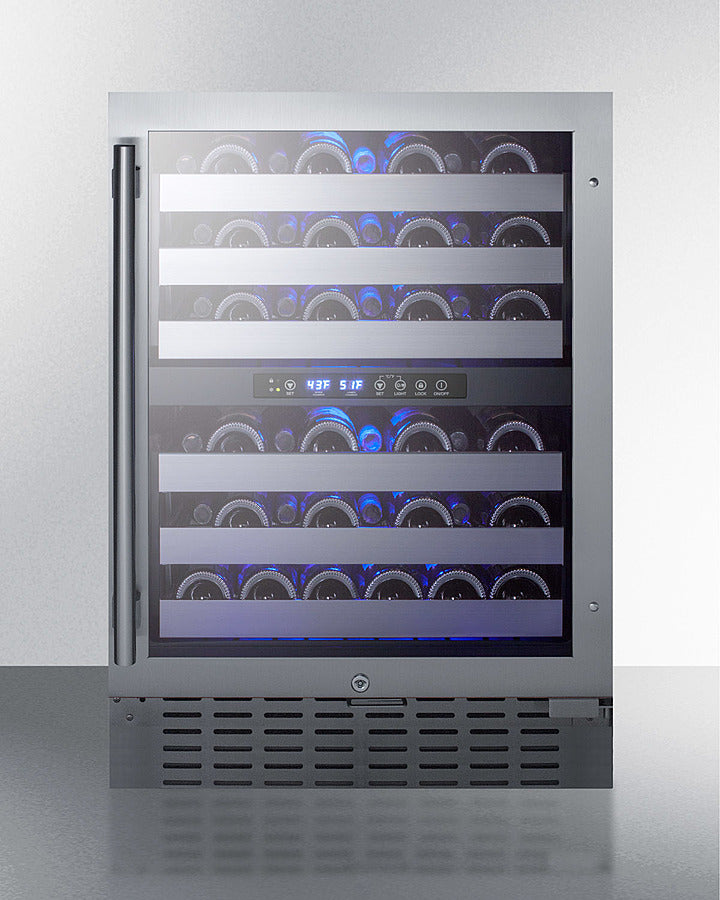 Summit SWC532BLBISTCSS 24″ Wide Built-In Dual-Zone Wine Cellar – 46-Bottle Capacity, Stainless Steel Cabinet & Glass Door