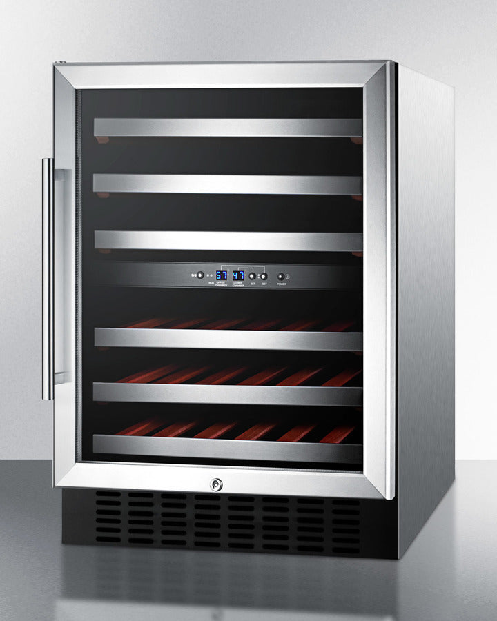 Summit SWC530BLBISTCSS 23.63" Wide 46-Bottle Dual Zone Built-In Wine Cellar – Stainless Steel