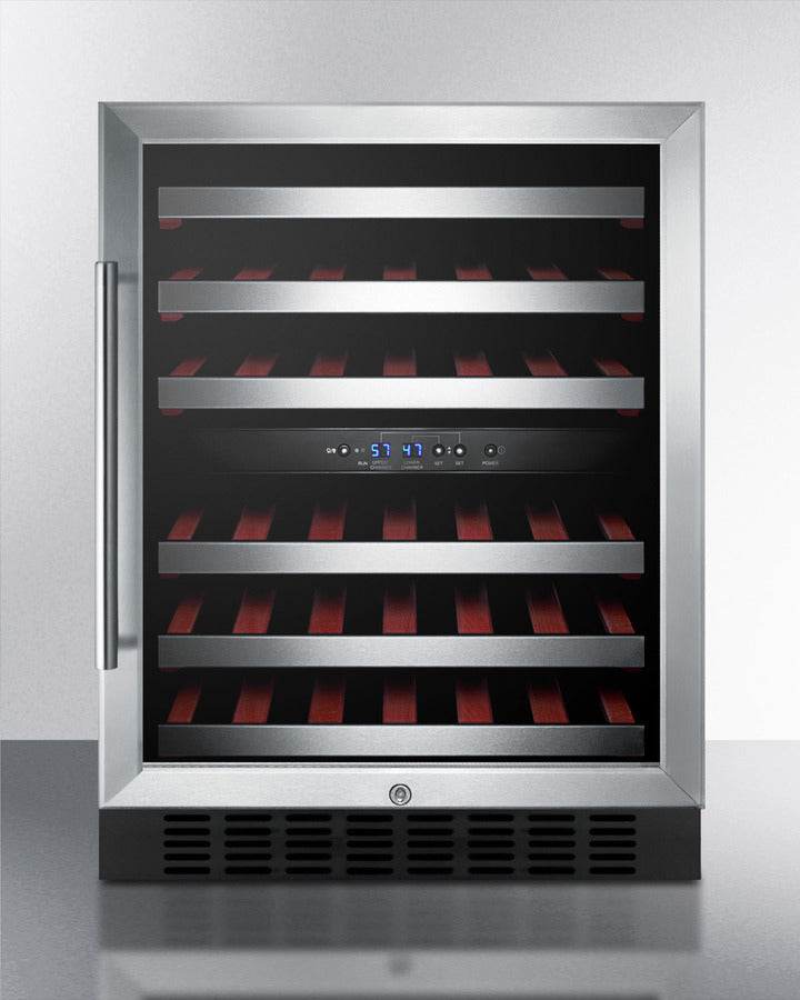 Summit SWC530BLBIST 23.63" Wide 46 Bottle Dual Zone Wine Cellar – Built-In/Freestanding, Black & Stainless Steel