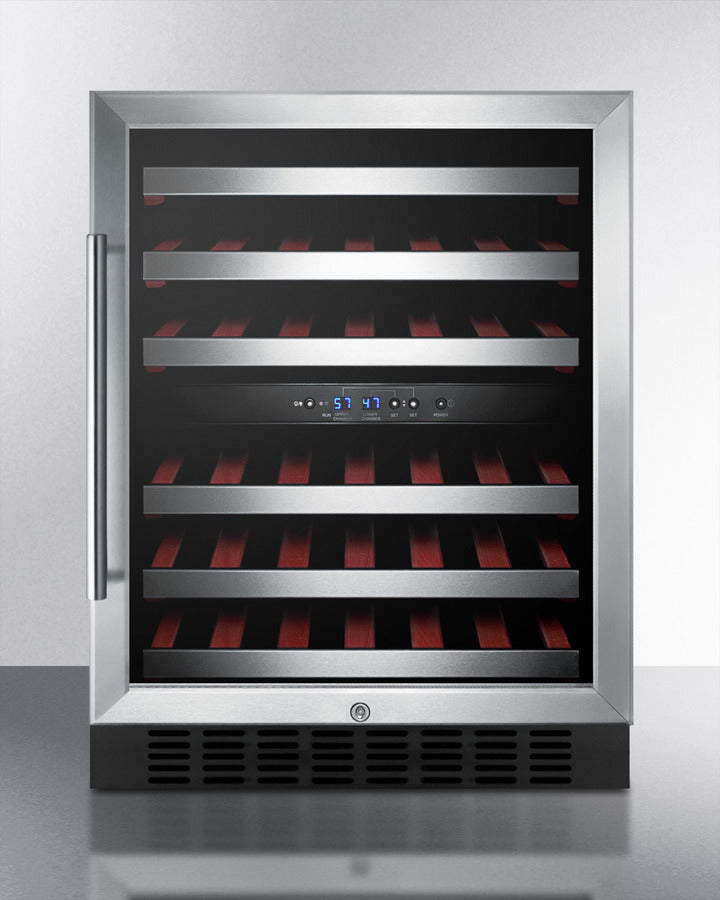 Summit SWC530BLBISTCSS 23.63" Wide 46-Bottle Dual Zone Built-In Wine Cellar – Stainless Steel