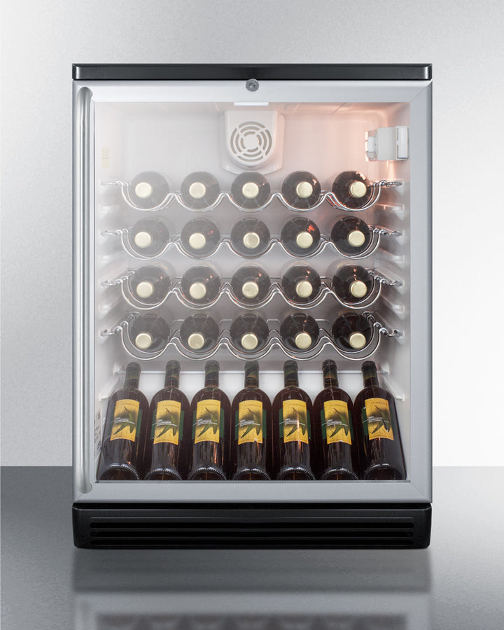 Summit SWC6GBLSH 24″ Wide 36-Bottle Wine Cellar – Black Cabinet, Tempered Glass Door