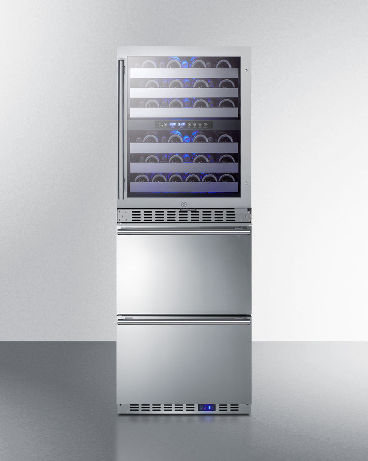 Summit SWCDAF24 24″ Wide Combination Dual-Zone Wine Cellar & Two-Drawer All-Freezer – Stainless Steel Cabinet
