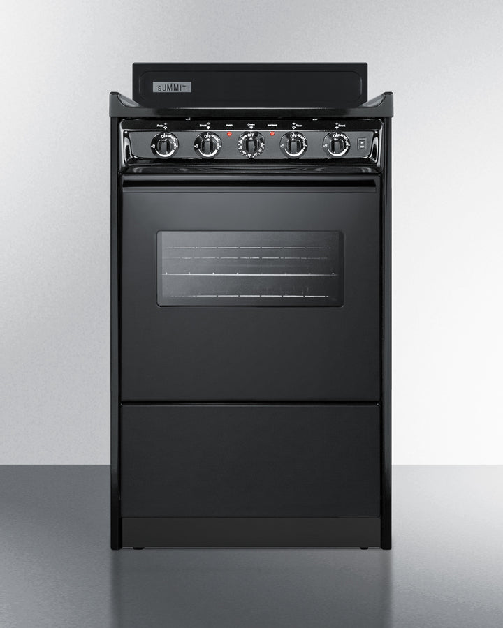 Summit TEM110CW 20″ Wide Electric Coil Range – Black Finish, 2.46 cu ft Oven, 4 Coil Elements