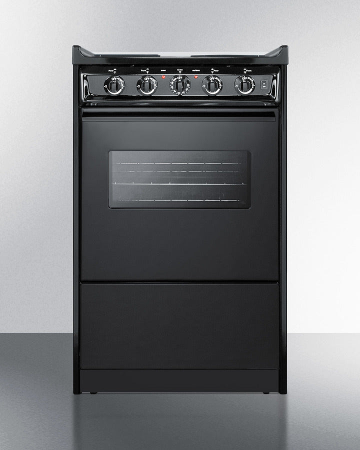 Summit TEM110CRW 20″ Wide Slide-In Electric Coil Range – Black Finish, 2.46 cu ft Oven, 220 V, Compact Depth