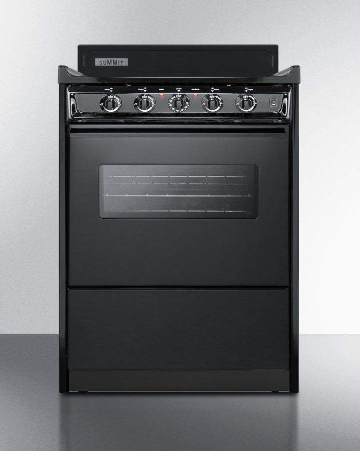 Summit TEM610CW 24″ Wide Electric Coil Range – Black Finish, 2.92 cu ft Oven, 4 Coil Elements