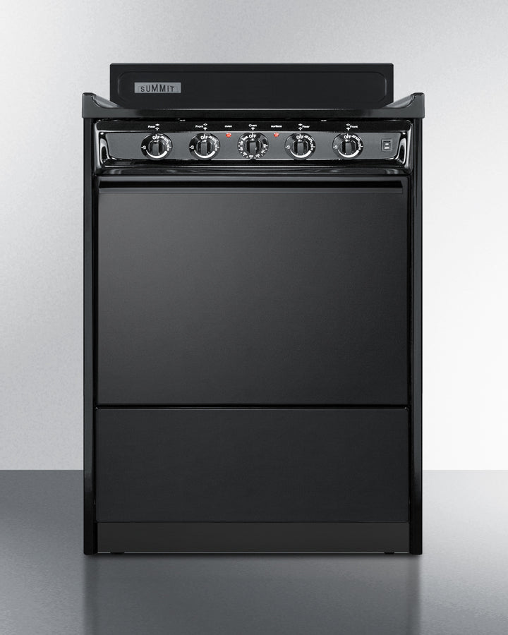 Summit TEM610C 24″ Wide Electric Coil Range – Black Finish, 2.92 cu ft Oven, 4 Coil Elements