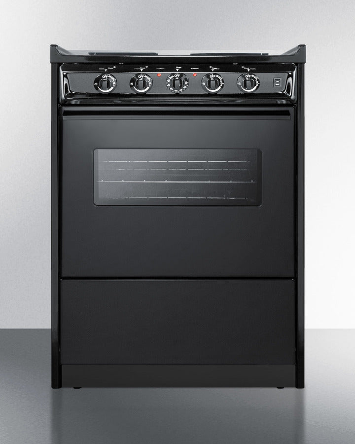Summit TEM610CRW 24″ Wide Slide-In Electric Coil Range – Black Finish, 2.92 cu ft Oven, Shallow 24″ Depth