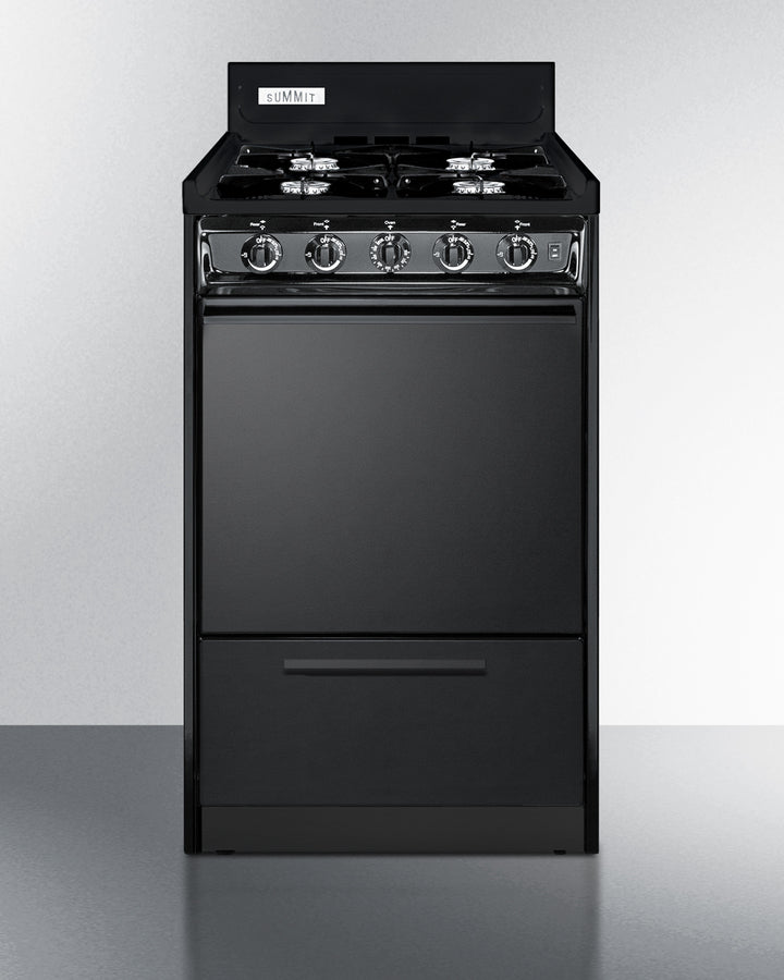 Summit TNM1107C 20″ Wide Gas Range – 4 Open Burners, 2.46 cu ft Oven, Jet Black Finish