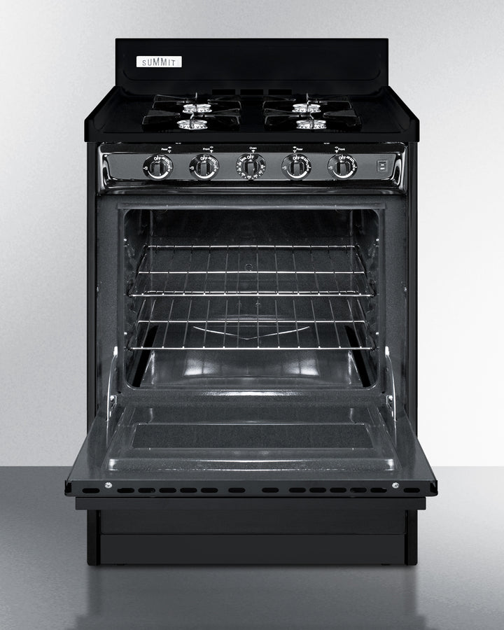 Summit TNM6107C 24″ Wide Gas Range – Black Finish, 4 Open Burners, 2.92 cu ft Oven, 24″ Depth Compact Design