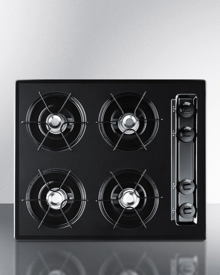 Summit TNL033 24″ Wide 4-Burner Gas Cooktop – Black Finish, Open-Burner Design