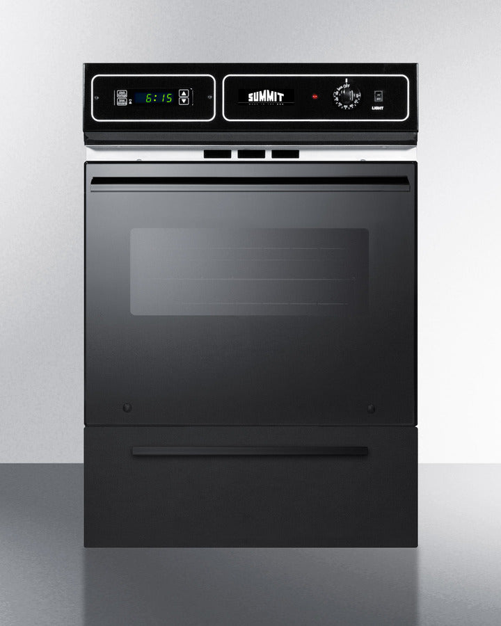 Summit TTM7212DK 24″ Wide Gas Wall Oven – Black Glass