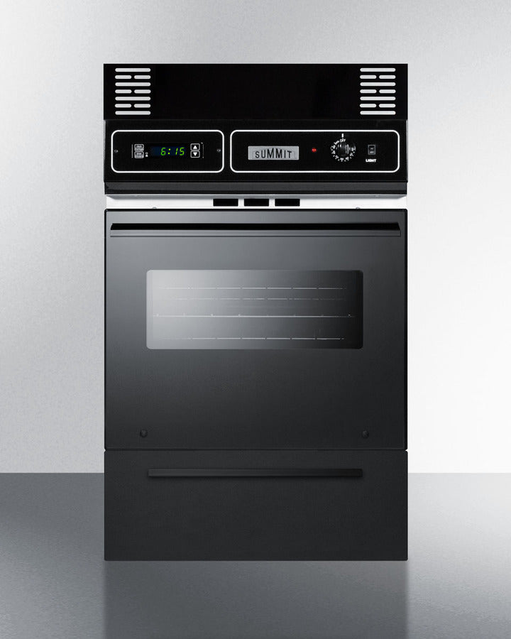 Summit TTM7212KW 24″ Wide Gas Wall Oven – Jet Black Porcelain Finish