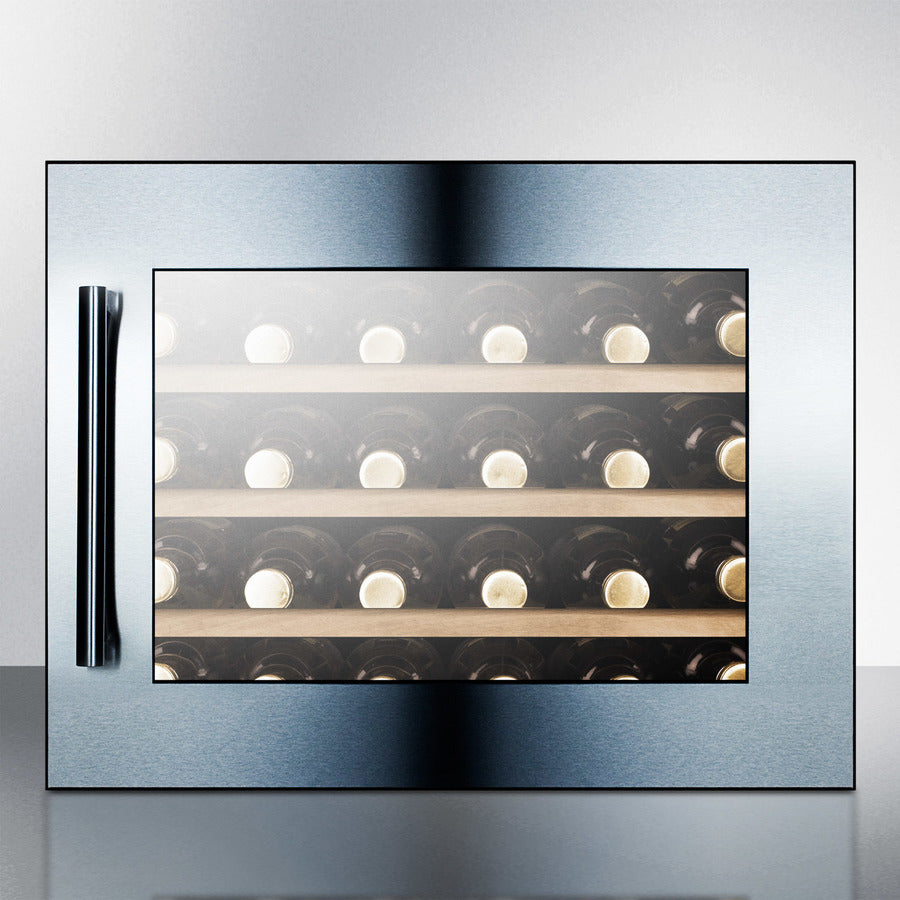 Summit VC28S 24" Wide 28-Bottle Integrated Wine Cellar – Built-In, Stainless Steel Trim Glass Door