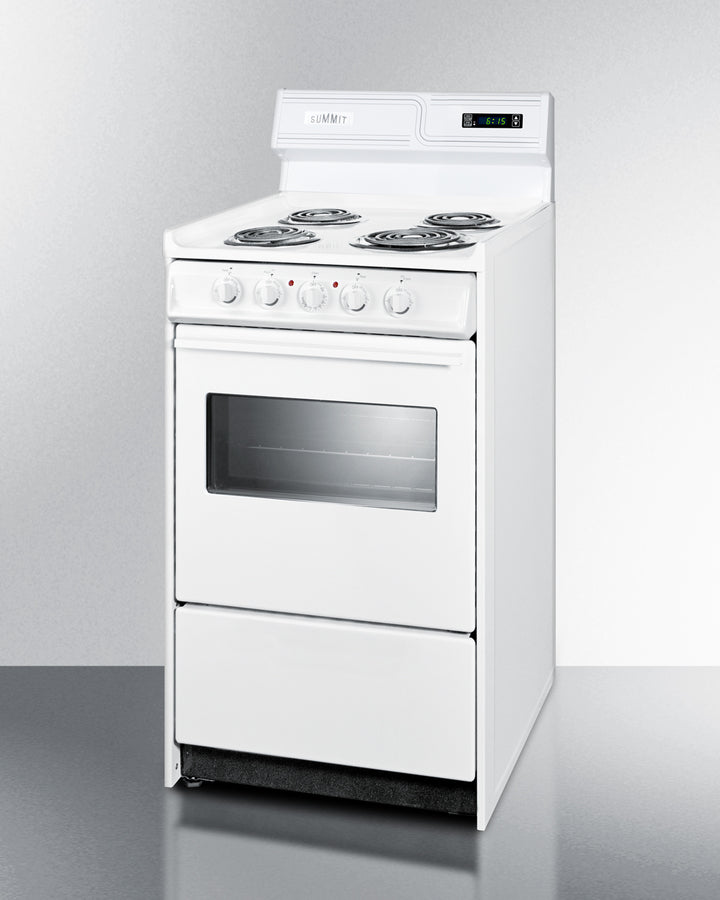 Summit WEM130KW 20″ Wide Electric Coil-Top Range – White Finish, 2.46 cu ft Oven