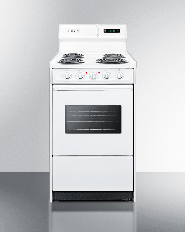 Summit WEM130KW 20″ Wide Electric Coil-Top Range – White Finish, 2.46 cu ft Oven