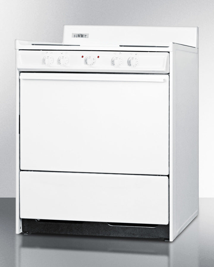 Summit WEM210 30″ Wide Electric Coil-Top Range – White Finish, 3.7 cu ft Oven, 24″ Depth, Made in USA