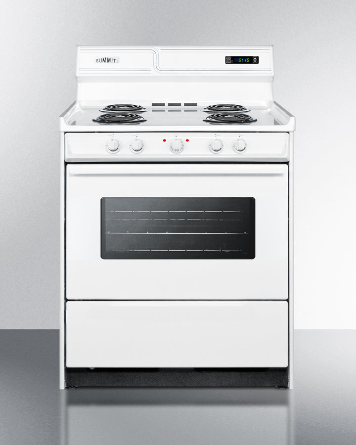Summit WEM230KW 30″ Wide Electric Coil-Top Range – 3.7 cu ft Oven, White Finish