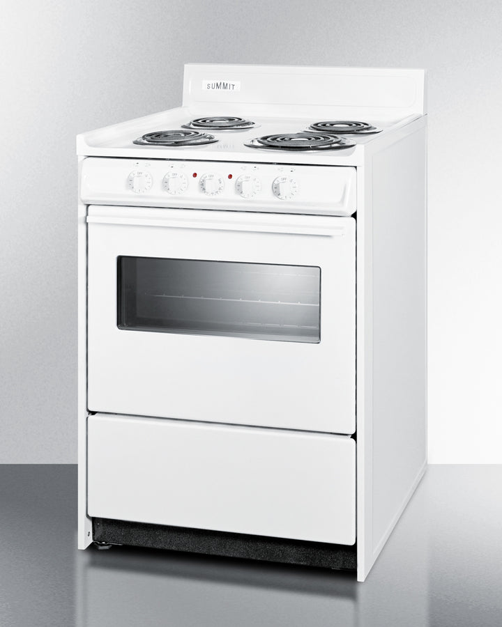 Summit WEM610W 24″ Wide Electric Coil Range – White Finish, 2.92 cu ft Oven
