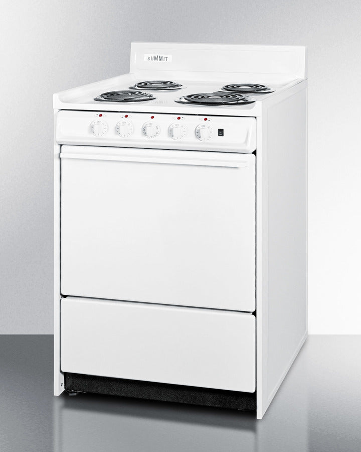 Summit WEM6171Q 24″ Wide Electric Coil-Top Range – White Finish, 2.92 cu ft Oven, 24″ Depth