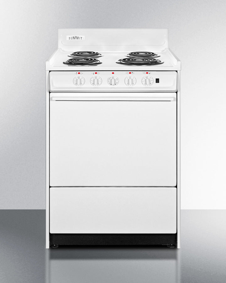 Summit WEM6171Q 24″ Wide Electric Coil-Top Range – White Finish, 2.92 cu ft Oven, 24″ Depth