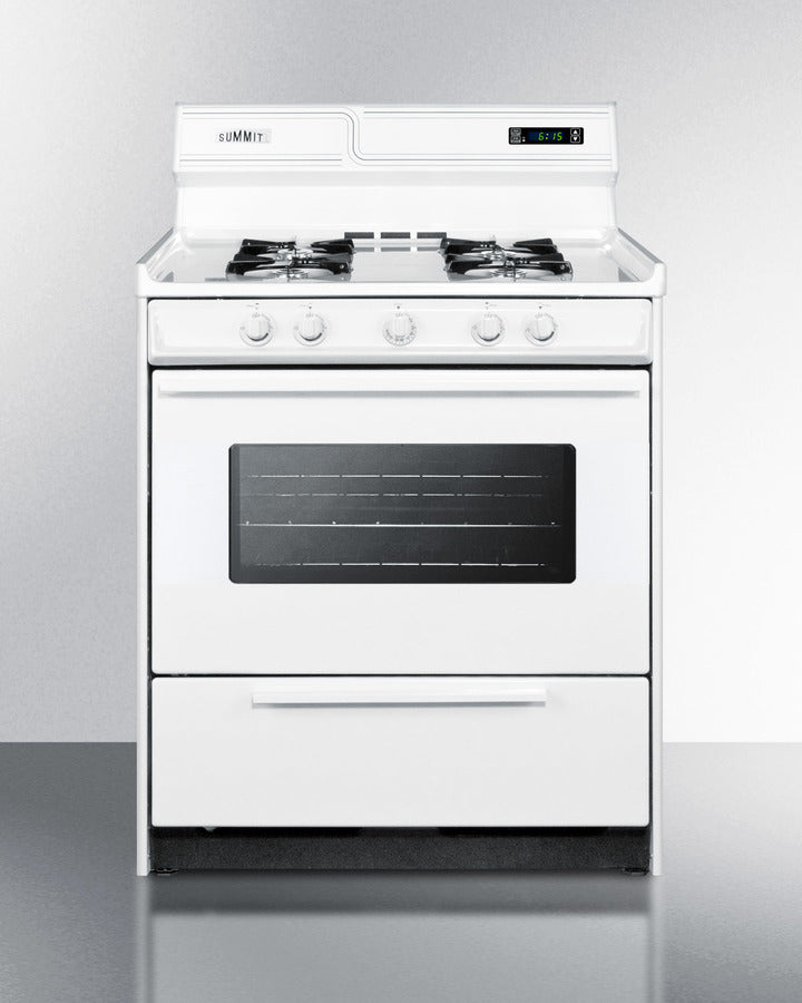 Summit WNM2307KW 30″ Wide Gas Range – White Finish, 4 Open Burners, 3.7 cu ft Oven