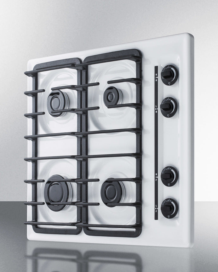 Summit WTL033S 24″ Wide Gas Cooktop – 4 Sealed Burners, White Porcelain Surface, Made in USA