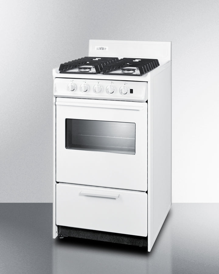 Summit WTM1107ISW 20″ Wide Gas Range – 4 Sealed Burners, 2.46 cu ft Oven, White Finish