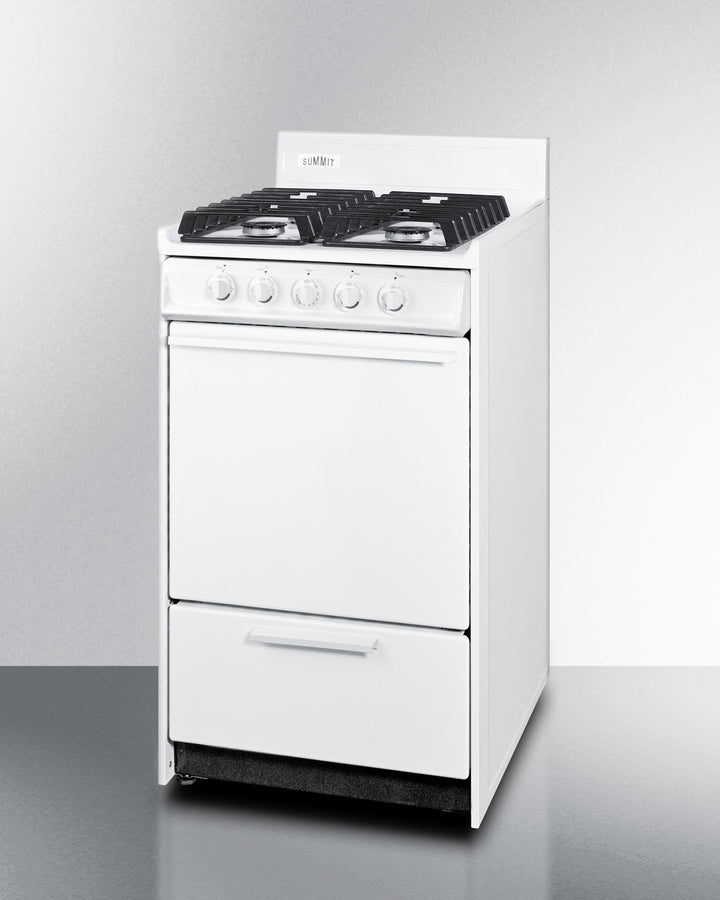 Summit WTM1107IS 20″ Wide Gas Range – 4 Sealed Burners, 2.46 cu ft Oven, White Finish