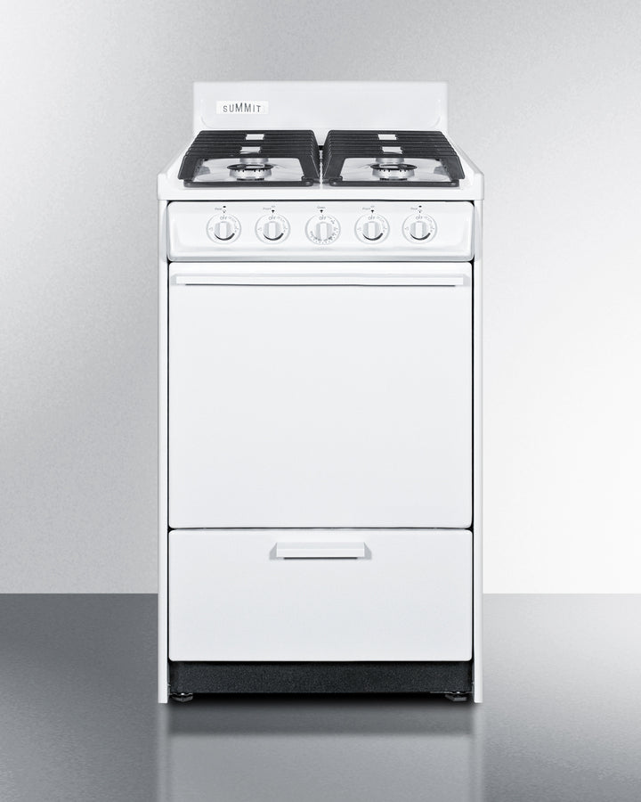 Summit WTM1107IS 20″ Wide Gas Range – 4 Sealed Burners, 2.46 cu ft Oven, White Finish