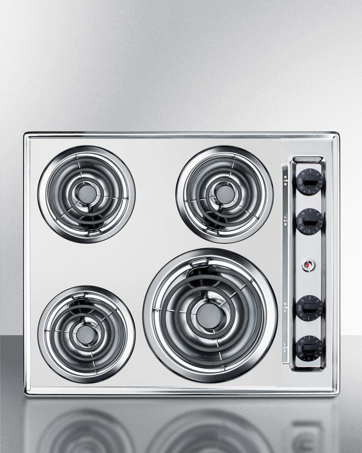 Summit ZEL03 24″ Wide 4-Burner Electric Coil Cooktop – Chrome Finish, 220-240 V, 3.75″ Height