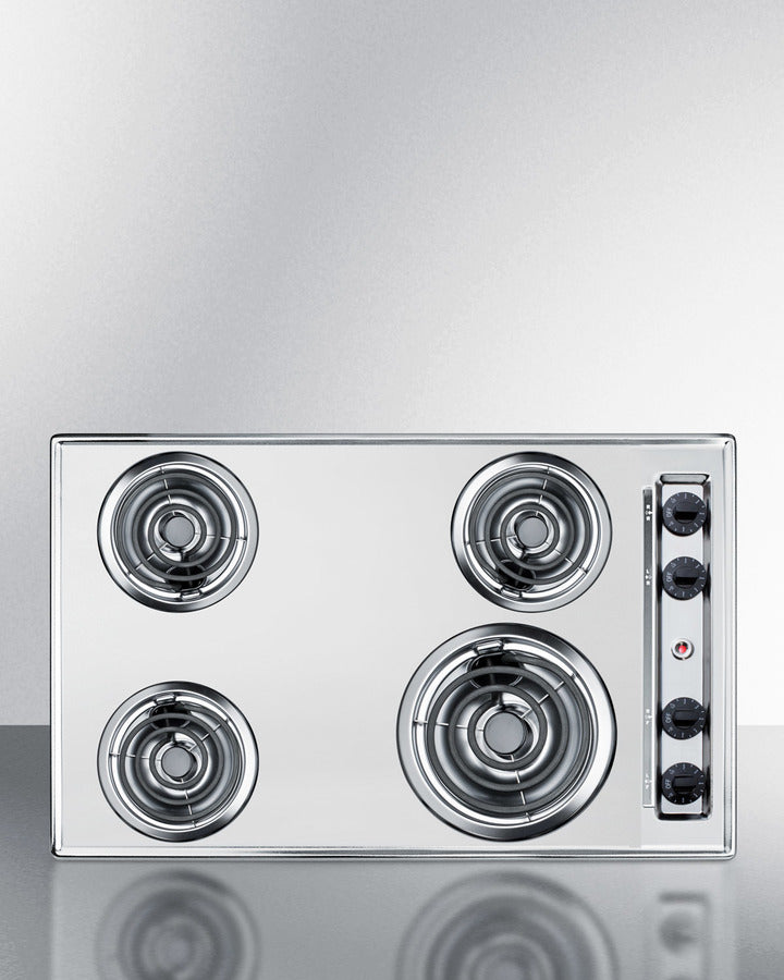 Summit ZEL05 30″ Wide 4-Burner Coil Electric Cooktop – Chrome Finish