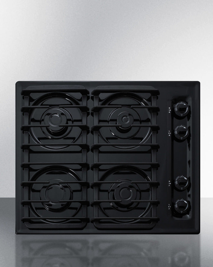 Summit TTL033S 24″ Wide 4-Burner Gas Cooktop – Jet-Black Porcelain Surface