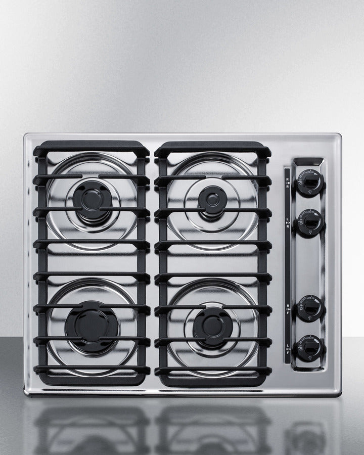 Summit ZTL033S 24″ Wide 4-Burner Gas Cooktop – Brushed Chrome Surface