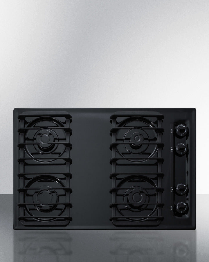 Summit TTL053S 30″ Wide 4-Burner Gas Cooktop – Black Porcelain Surface