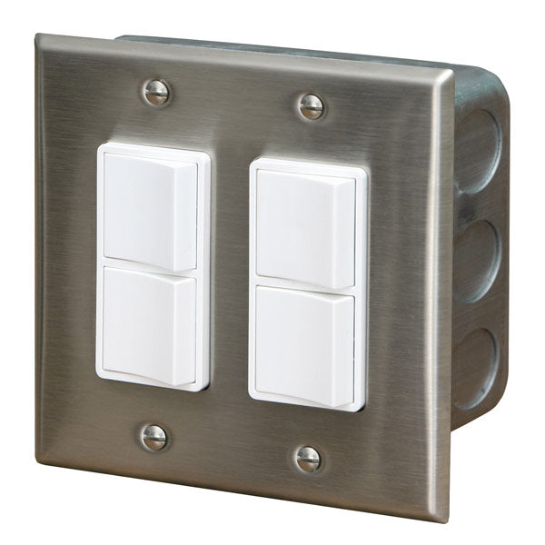 INFRATECH 14-4305 Dual Duplex Switch with Stainless Steel Face Plate and Gang Box