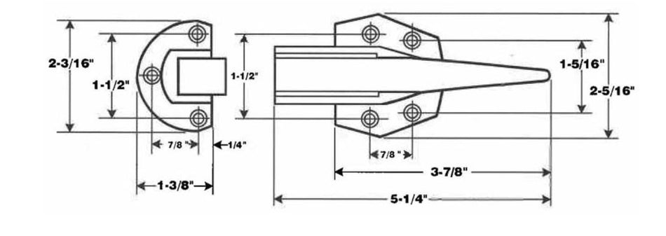 Polar 507 Surfacemount Latch Complete with 5/8" to 1-3/16" Offset