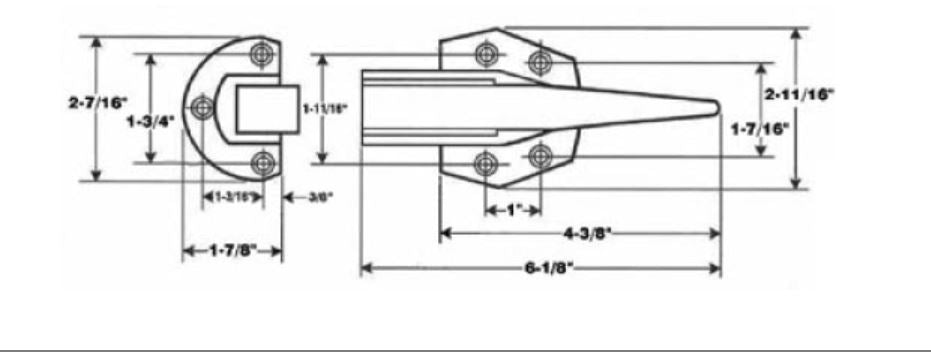 Polar 508 Surfacemount Latch Complete with 5/8" - 1-3/16" Offset